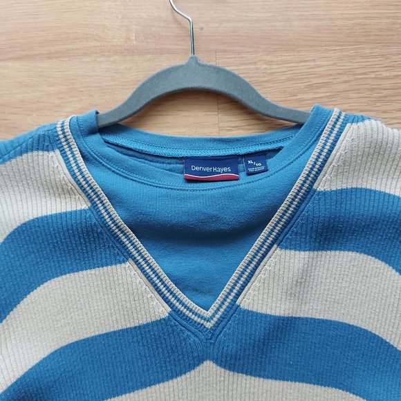 Denver Hayes Light Blue/Cream Striped Long Sleeved Top - Picture 2 of 8